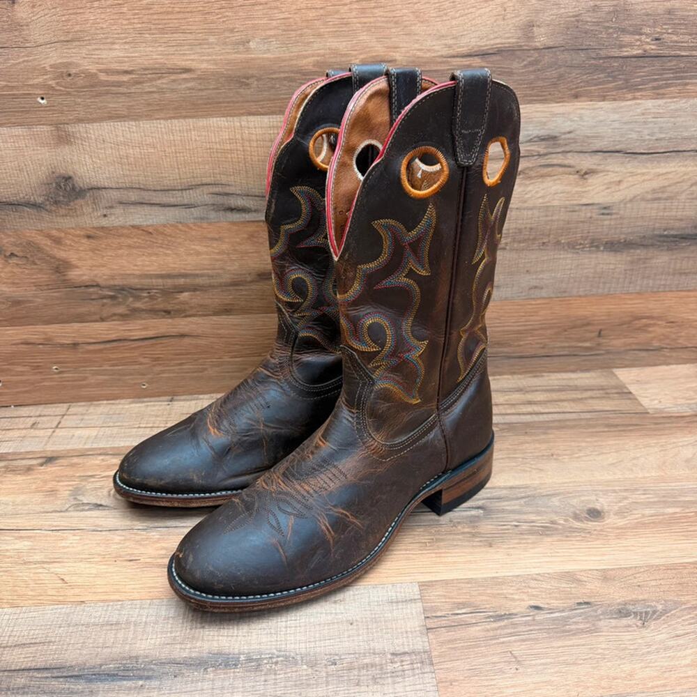 Boulet Mens size 8 Black Leather Western Cowboy Boots Square Toe Made in Canada
